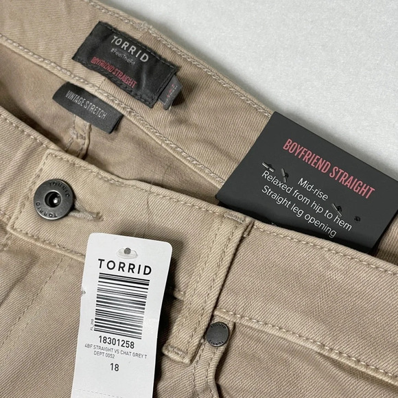 TORRID Boyfriend Straight Vintage Stretch Mid-Rise Tan Cream Jean Size 18T NEW - Picture 7 of 11